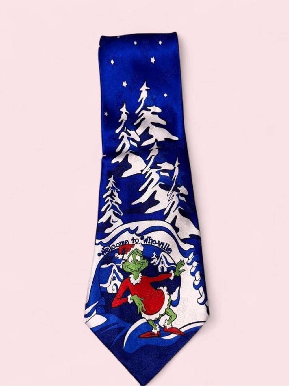 Dr. Seuss Blue & White Grinch Holiday Tie